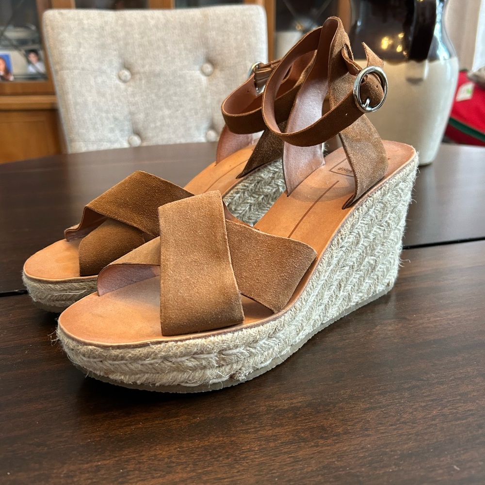 Dolce Vita Tan Suede Espadrille Wedges